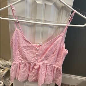 Pink Eyelet Tank Top